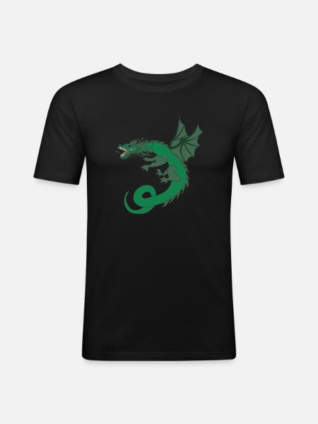 Dragon Vert - T-shirt près du corps Homme - noir