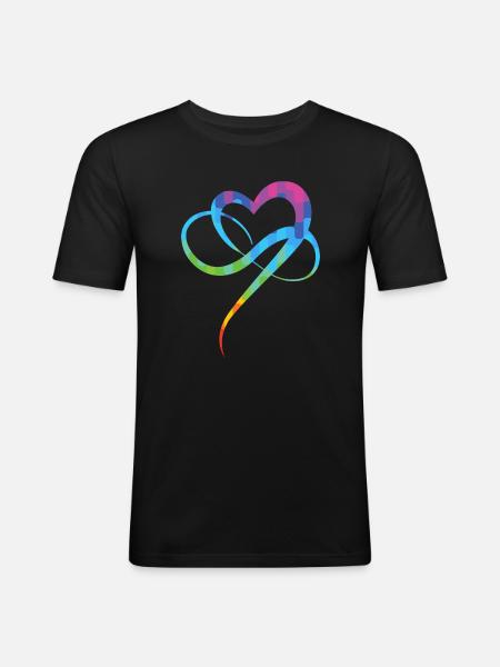 Poly Love Heart - Infinity Herz - Men's Slim Fit T-Shirt - black