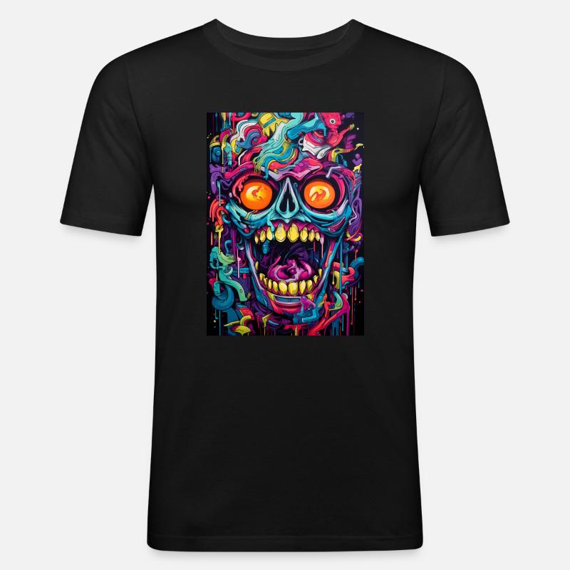 Graffiti Schädel - Männer Slim Fit T-Shirt - Schwarz