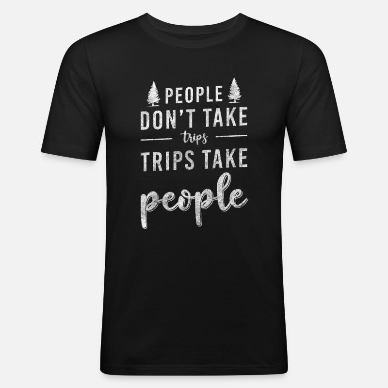 Bäume Berge Waldtier Waldbewohner - Männer Slim Fit T-Shirt - Schwarz