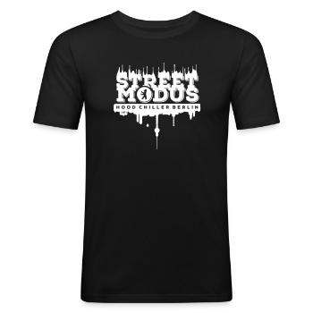 Street Modus Hood Chiller Berlin - Männer Slim Fit T-Shirt - Schwarz - Vorne - Nik (191cm)