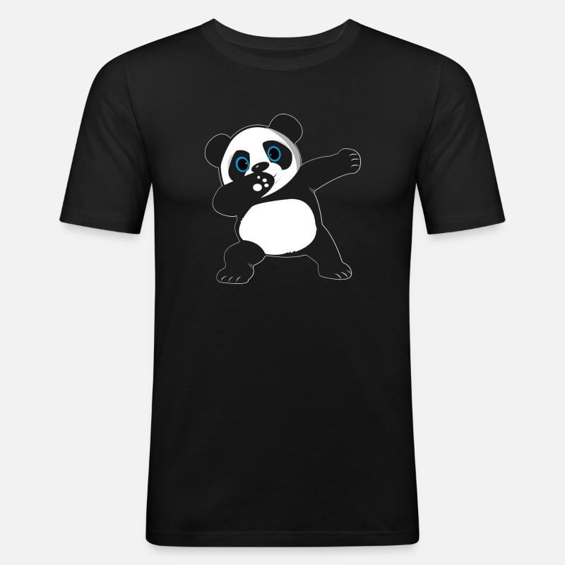 Dabbing Dab Dancing Panda - Männer Slim Fit T-Shirt - Schwarz