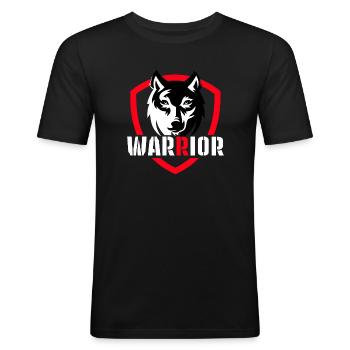 Warrior Wolf – Krieger Wolf Design für Wolfsfans - Männer Slim Fit T-Shirt - Schwarz - Vorne - Nik (191cm)