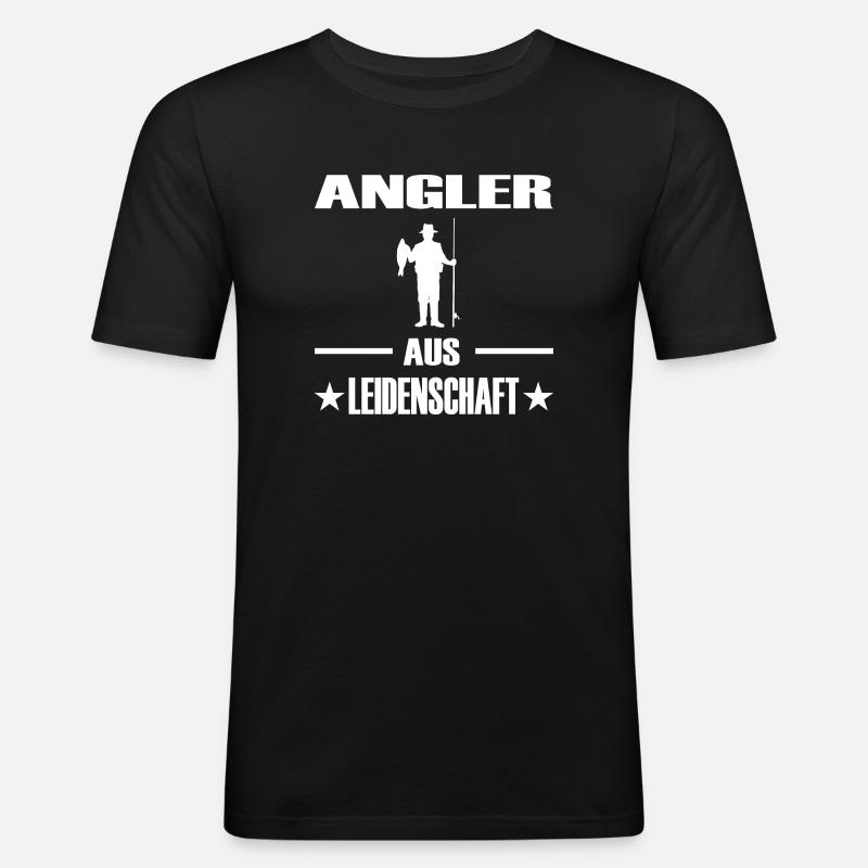 Angeln - Männer Slim Fit T-Shirt - Schwarz