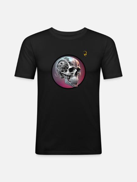 SCHÄDEL - Männer Slim Fit T-Shirt - Schwarz