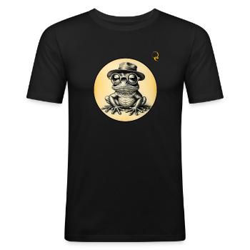 DON SAPO - Männer Slim Fit T-Shirt - Schwarz - Vorne - Nik (191cm)