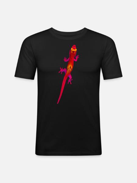 Roter Gecko - Männer Slim Fit T-Shirt - Schwarz
