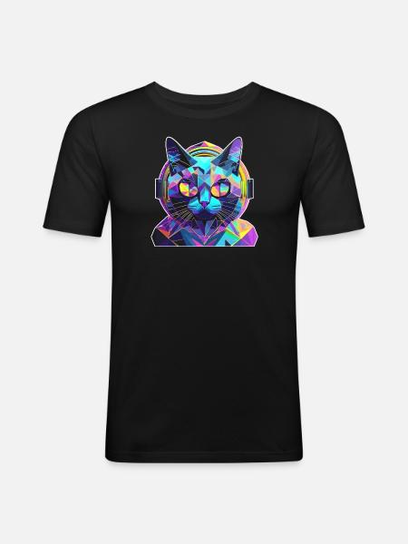 Musik Cat - Men's Slim Fit T-Shirt - black