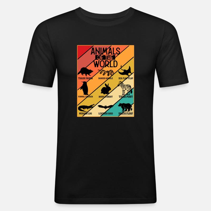 Tiere der Welt - Männer Slim Fit T-Shirt - Schwarz