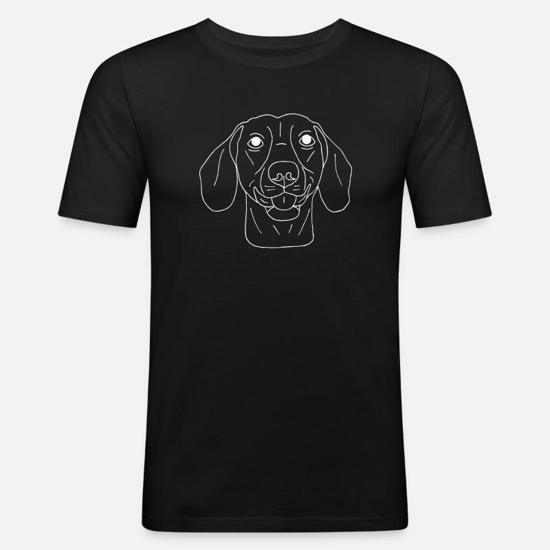 Dackel - Männer Slim Fit T-Shirt - Schwarz