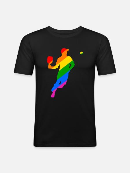 LGBTQ Pickleball - Men's Slim Fit T-Shirt - black