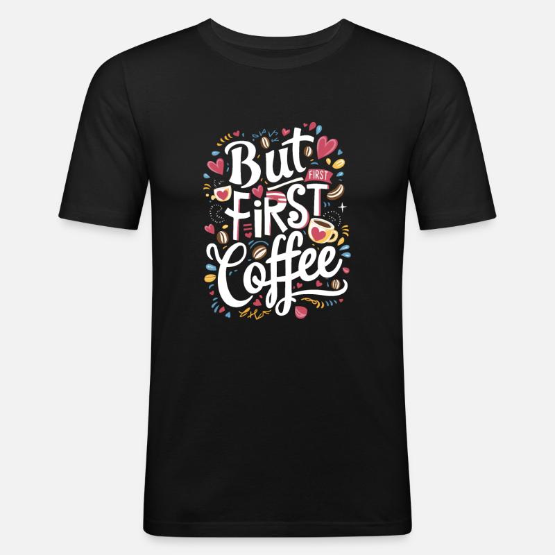Divertente Camicia Da Caffè Tazza Di Caffè Regalo Di Natale - Maglietta aderente da uomo - nero