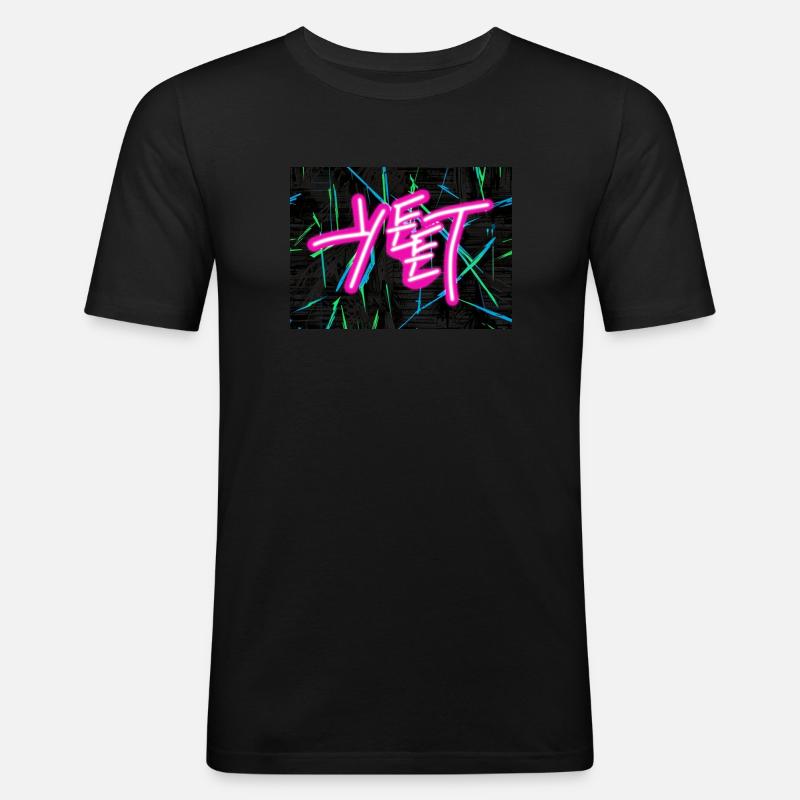 YEET Neon Graffiti - Männer Slim Fit T-Shirt - Schwarz