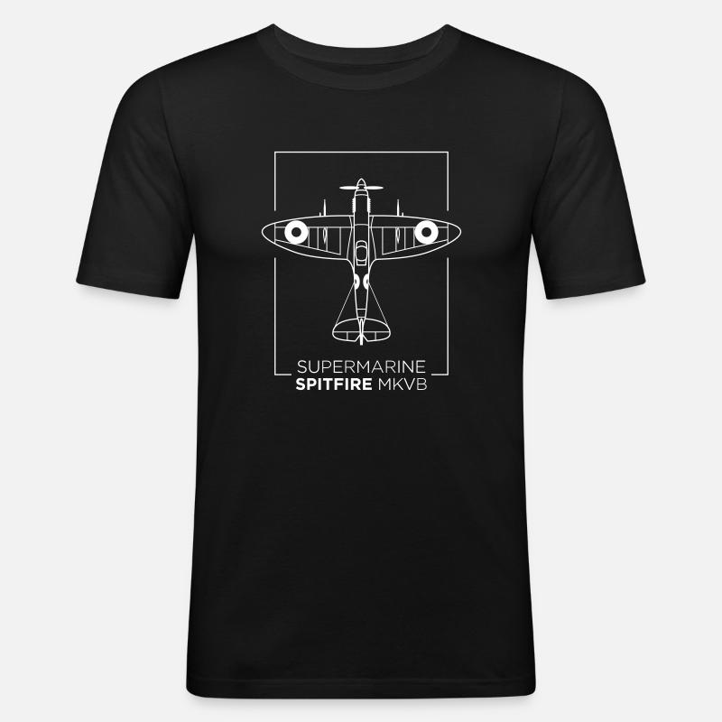 Spitfire MKVB - Männer Slim Fit T-Shirt - Schwarz
