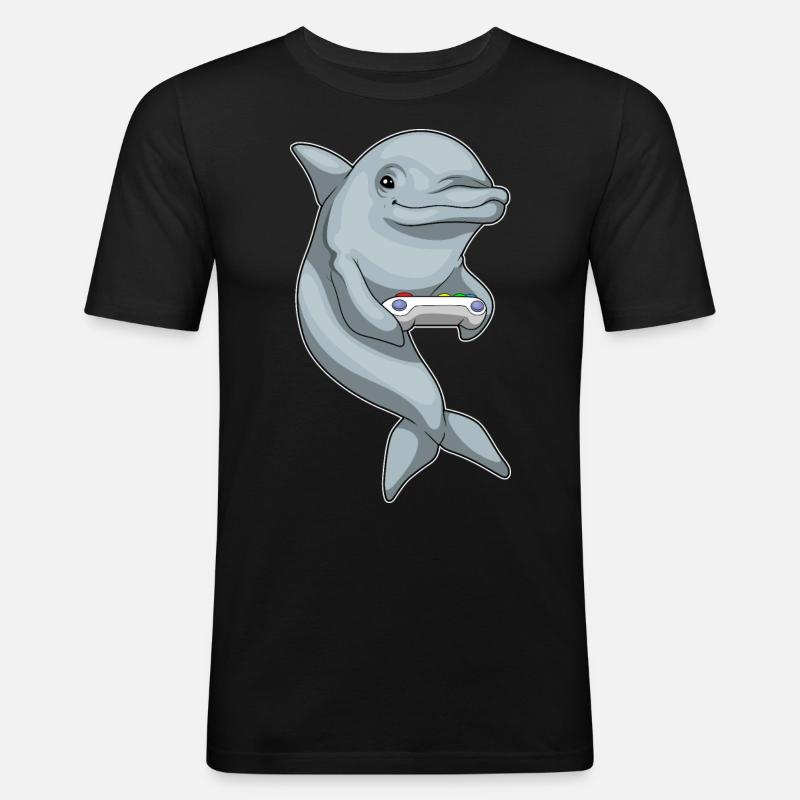 Dolphin Gamer Controller - Men's Slim Fit T-Shirt - black