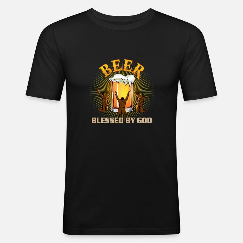 Bier gesegnet - Männer Slim Fit T-Shirt - Schwarz