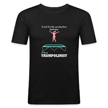 Springen Trampolin Hobby Sport Trampolinist - Männer Slim Fit T-Shirt - Schwarz - Vorne - Nik (191cm)