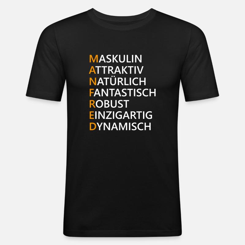 Manfred Name Geschenk - Männer Slim Fit T-Shirt - Schwarz