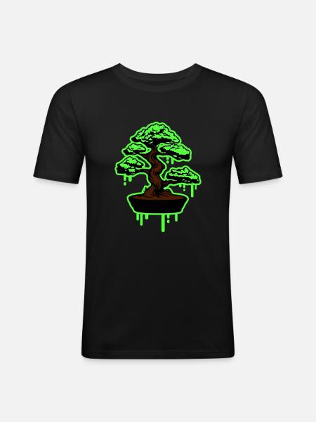 Tree Bonsai Symbol - Men's Slim Fit T-Shirt - black