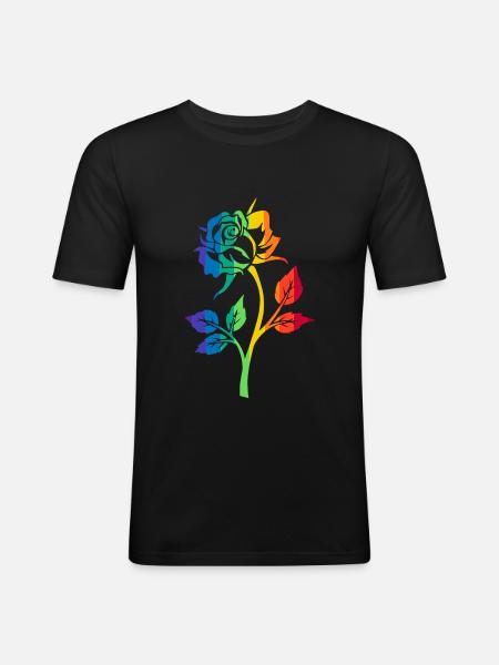 RAINBOW ROSE - Men's Slim Fit T-Shirt - black