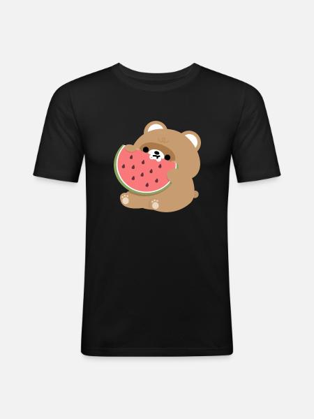 Bæver vandmelon - Herre Slim Fit T-Shirt - sort