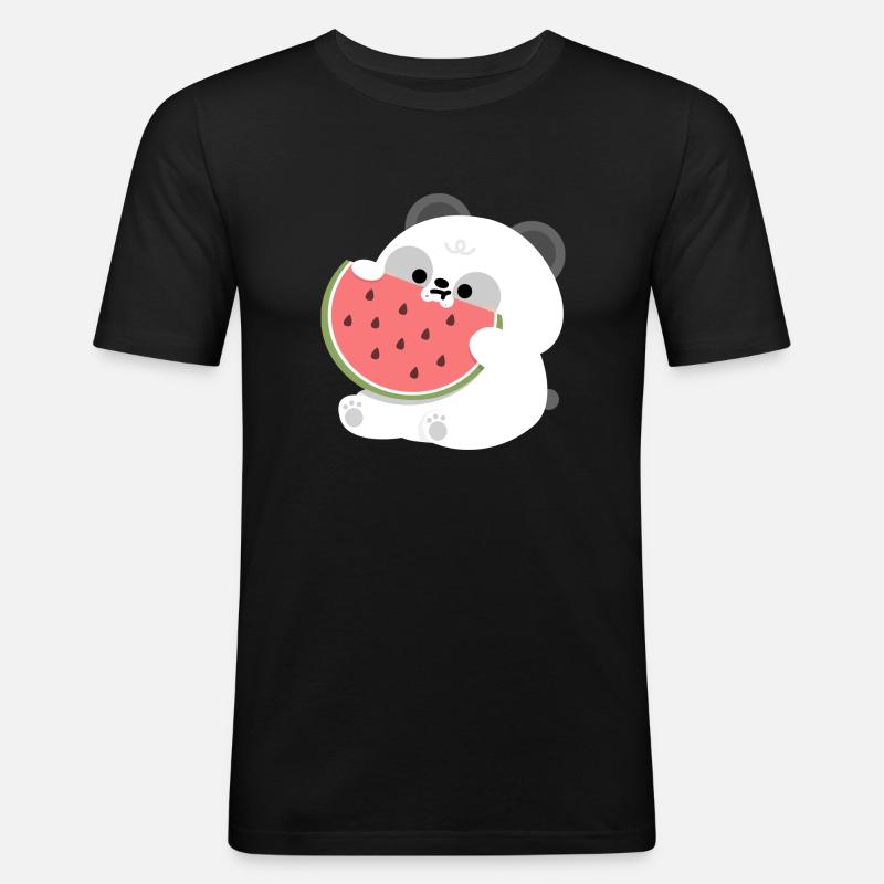 Panda Pastèque - T-shirt près du corps Homme - noir