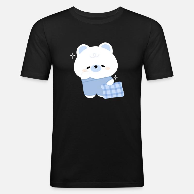 Verschlafener Eisbär - Männer Slim Fit T-Shirt - Schwarz