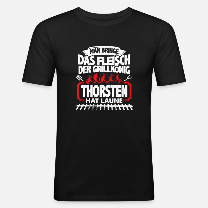 THORSTEN - Grill - Männer Slim Fit T-Shirt - Schwarz