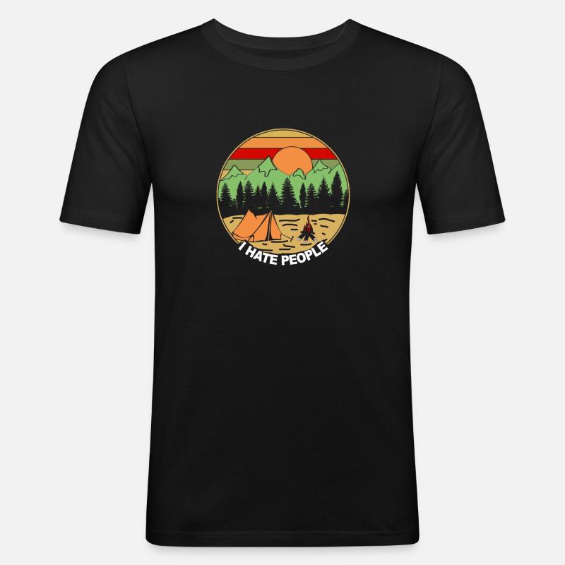 i hate people - Männer Slim Fit T-Shirt - Schwarz