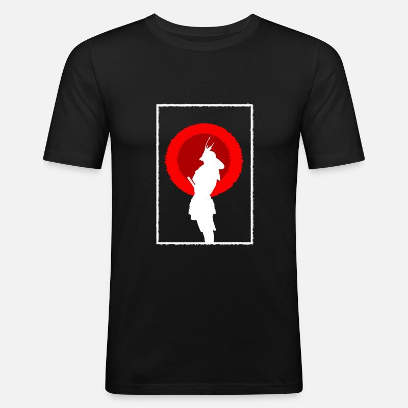 Samurai - Männer Slim Fit T-Shirt - Schwarz