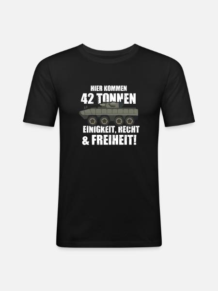 Militär Panzer - Männer Slim Fit T-Shirt - Schwarz