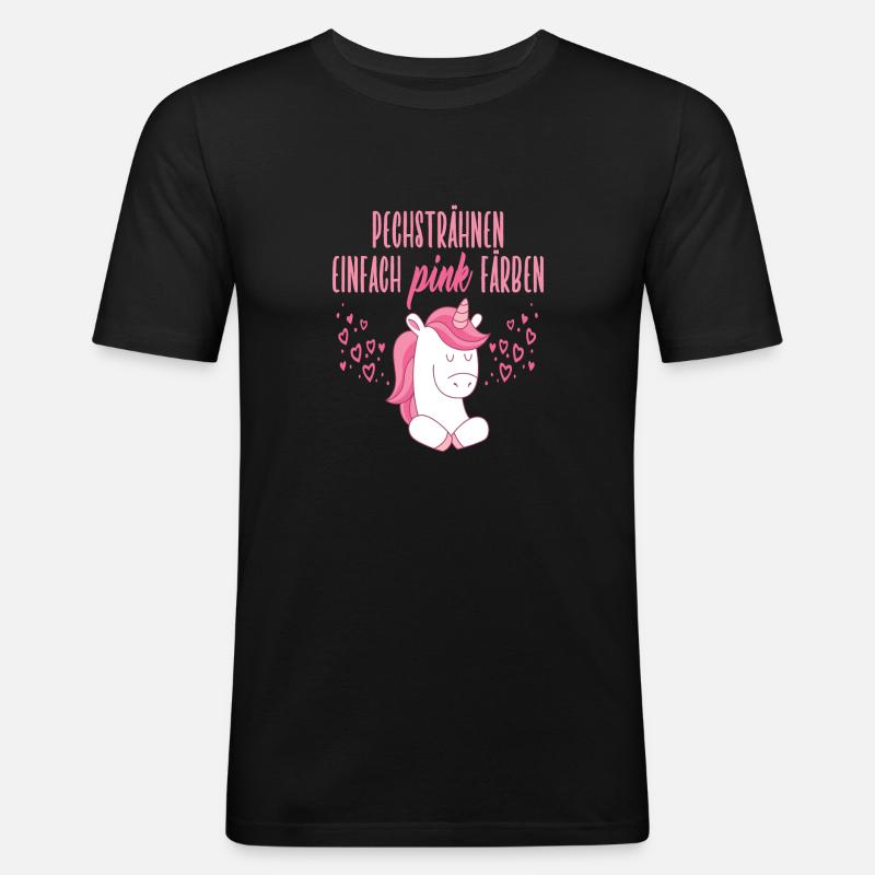 Pechsträhnen einfach pink färben - Männer Slim Fit T-Shirt - Schwarz