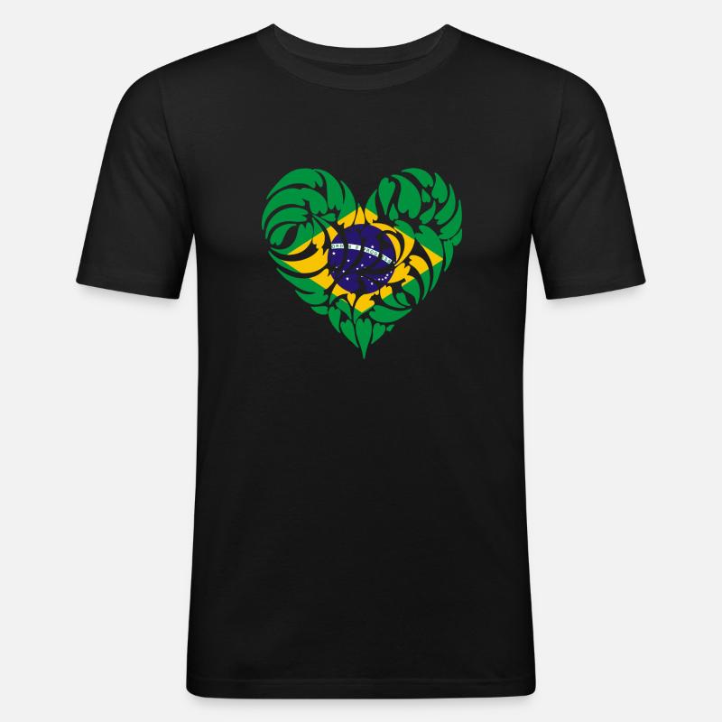 Brasilien - Männer Slim Fit T-Shirt - Schwarz