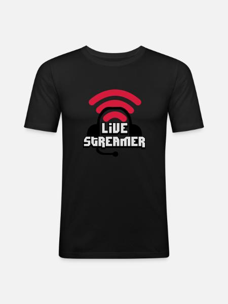 Live Streamer - Männer Slim Fit T-Shirt - Schwarz