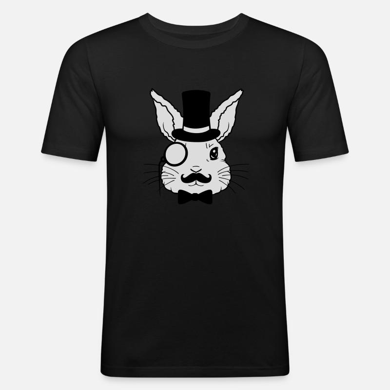 Sir Rabbit Monocle Cylinder - Men's Slim Fit T-Shirt - black