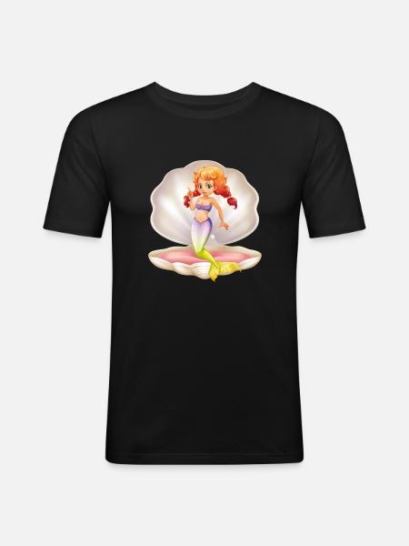 mermaid mermaid girl shell fin - Men's Slim Fit T-Shirt - black