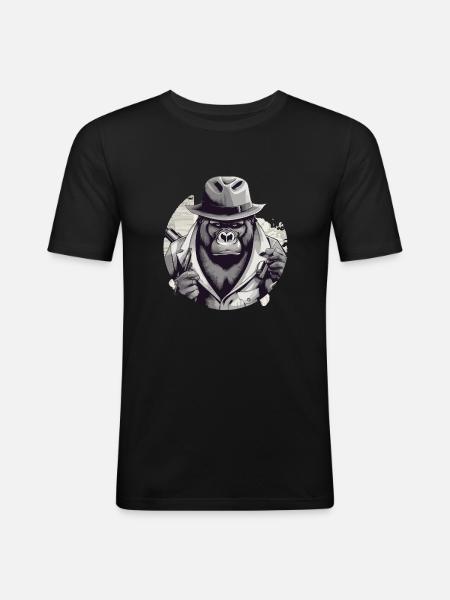 Der Gorilla - Männer Slim Fit T-Shirt - Schwarz