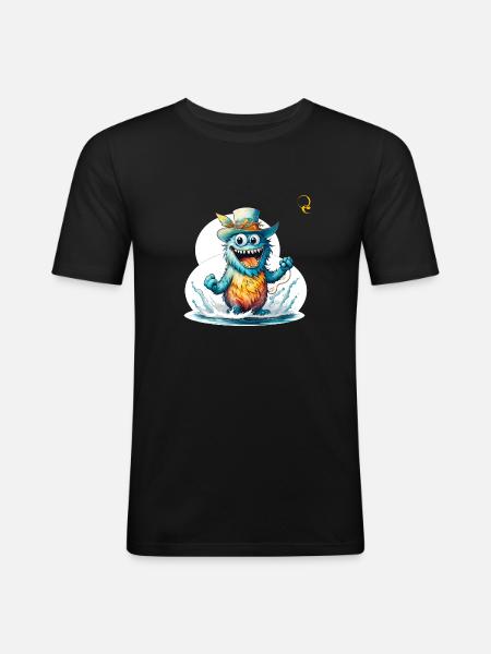 MONSTRE DANS L’EAU - T-shirt près du corps Homme - noir