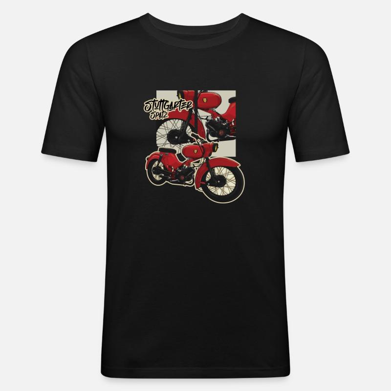 Spatz (rot) // Illustration - Männer Slim Fit T-Shirt - Schwarz