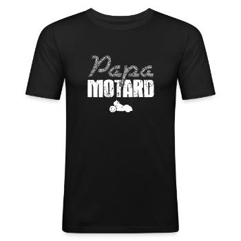 Papa Biker Geschenk besten Papa Motorrad - Männer Slim Fit T-Shirt - Schwarz - Vorne - Nik (191cm)