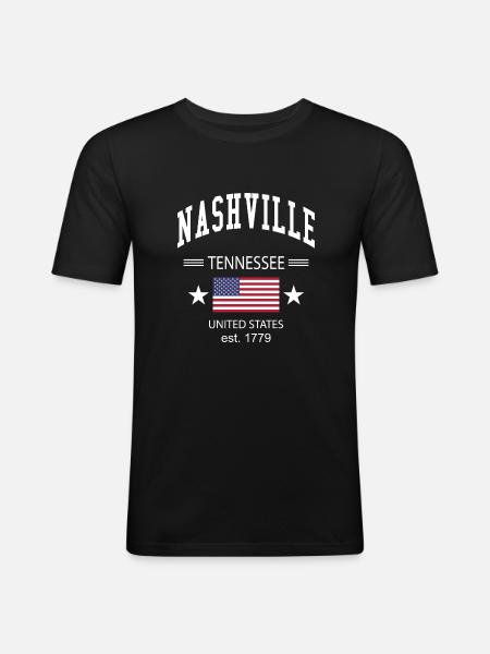Nashville - T-shirt près du corps Homme - noir