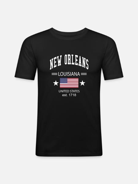 New Orleans - Männer Slim Fit T-Shirt - Schwarz