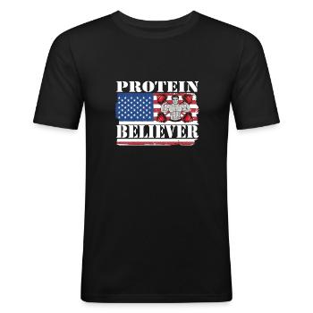 Culturisme - T-shirt près du corps Homme - noir - Devant - Nik (191cm)