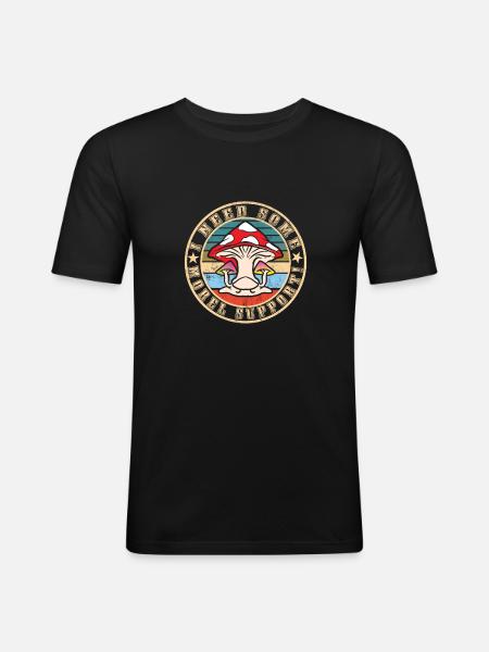 Mushroom picking - Men's Slim Fit T-Shirt - black