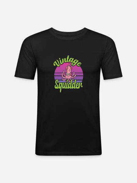 Oktopus - Männer Slim Fit T-Shirt - Schwarz