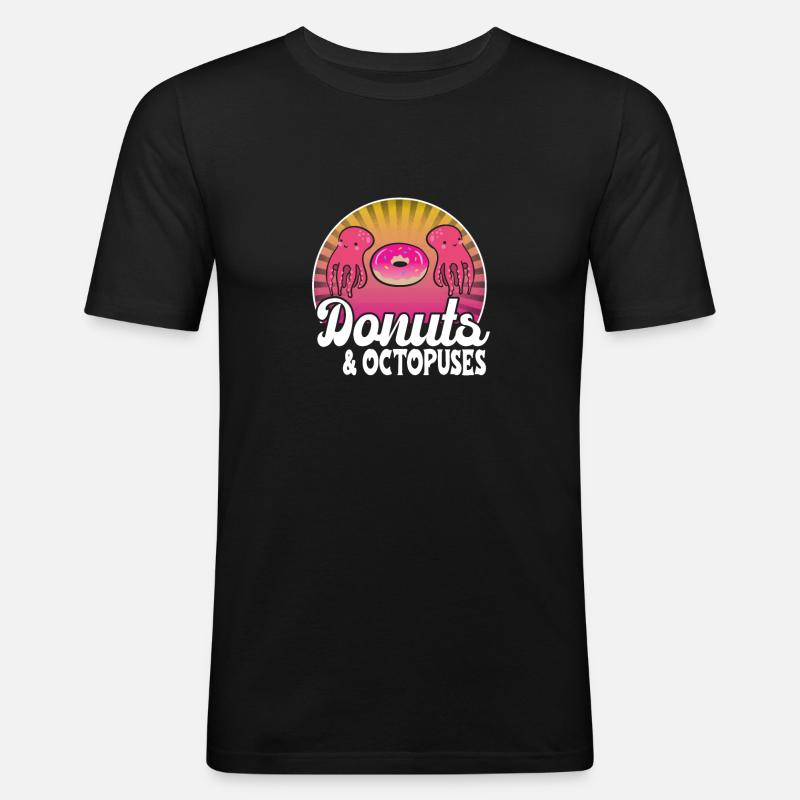 Oktopus - Männer Slim Fit T-Shirt - Schwarz