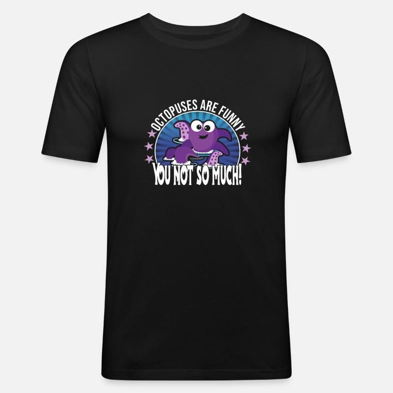 Oktopus - Männer Slim Fit T-Shirt - Schwarz