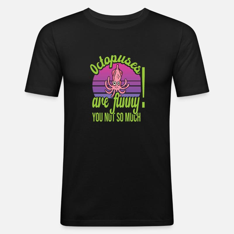 Oktopus - Männer Slim Fit T-Shirt - Schwarz