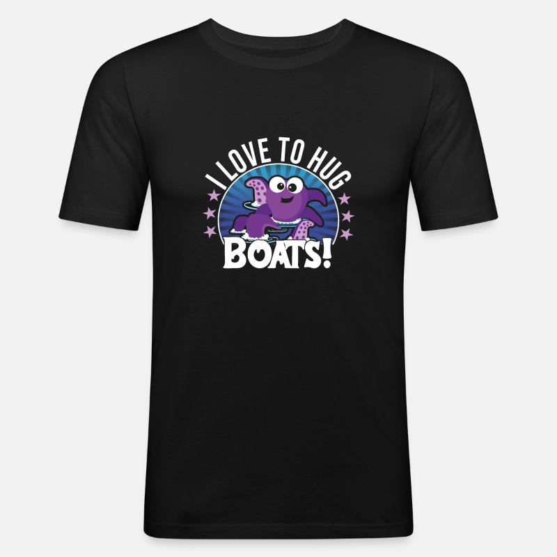 Oktopus - Männer Slim Fit T-Shirt - Schwarz