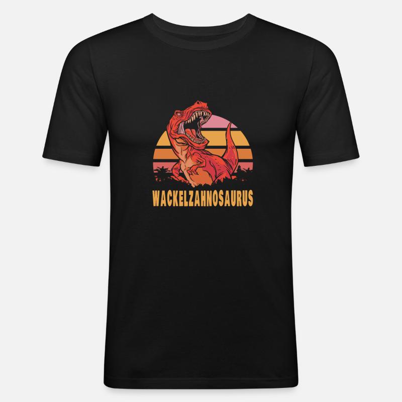 Dino - Männer Slim Fit T-Shirt - Schwarz